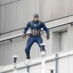 BERLIN, GERMANY - AUGUST 12: A stuntman dressed as Captain America is seen during filming on the set of Captain America, Civil War on August 12, 2015 in Berlin, Germany. (Photo by Chad Buchanan/GC Images)