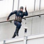 BERLIN, GERMANY - AUGUST 12: A stuntman dressed as Captain America is seen during filming on the set of Captain America, Civil War on August 12, 2015 in Berlin, Germany. (Photo by Chad Buchanan/GC Images)