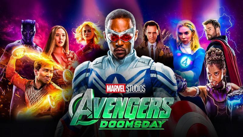 Arte de divulgação de Avengers Doomsday com vários heróis