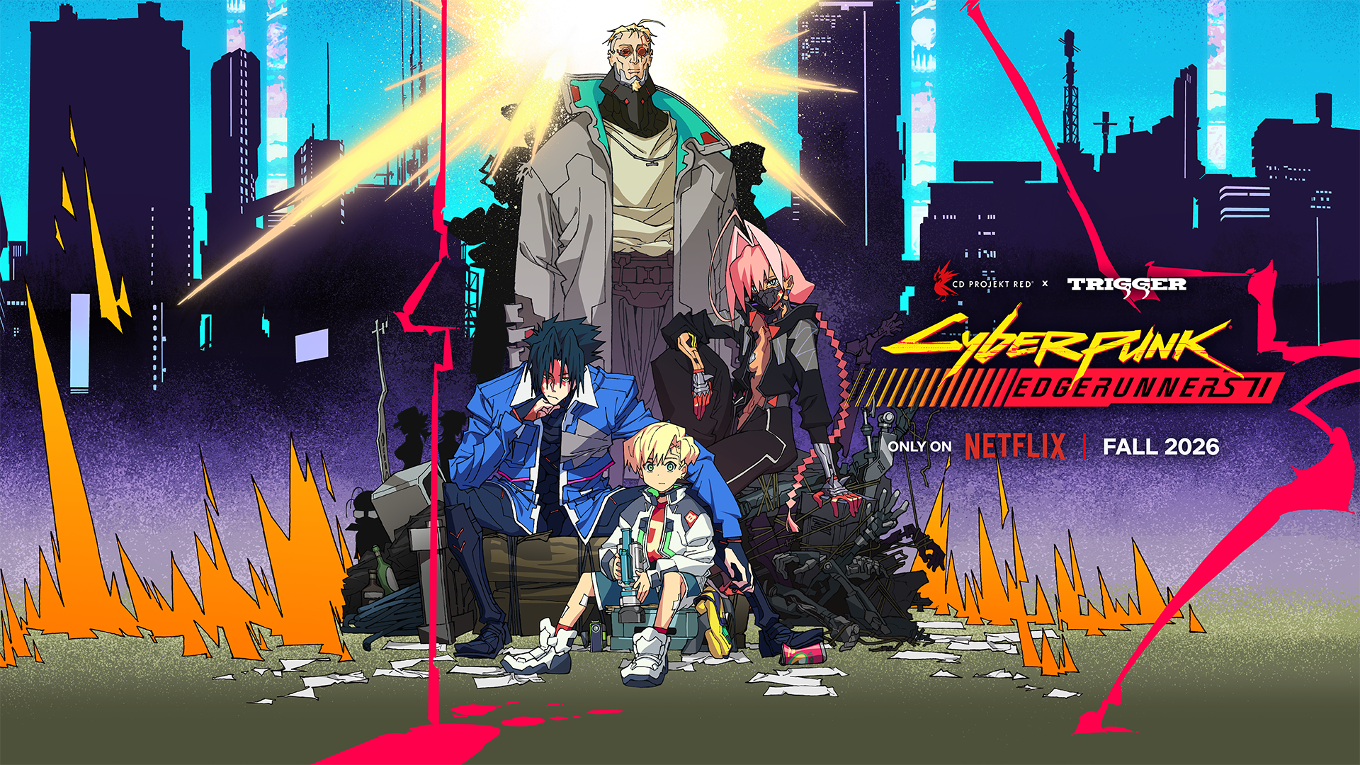Arte oficial da segunda temporada do anime Cyberpunk Edgerunners