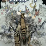Capa do quadrinho Hellboy in Hell Parade of Horrors com Hellboy numa procissão infernal