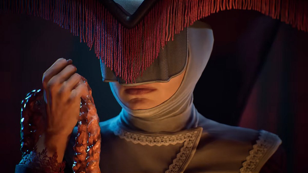 Personagem encapuzada da franquia de horror Remothered Red Nun's Legacy